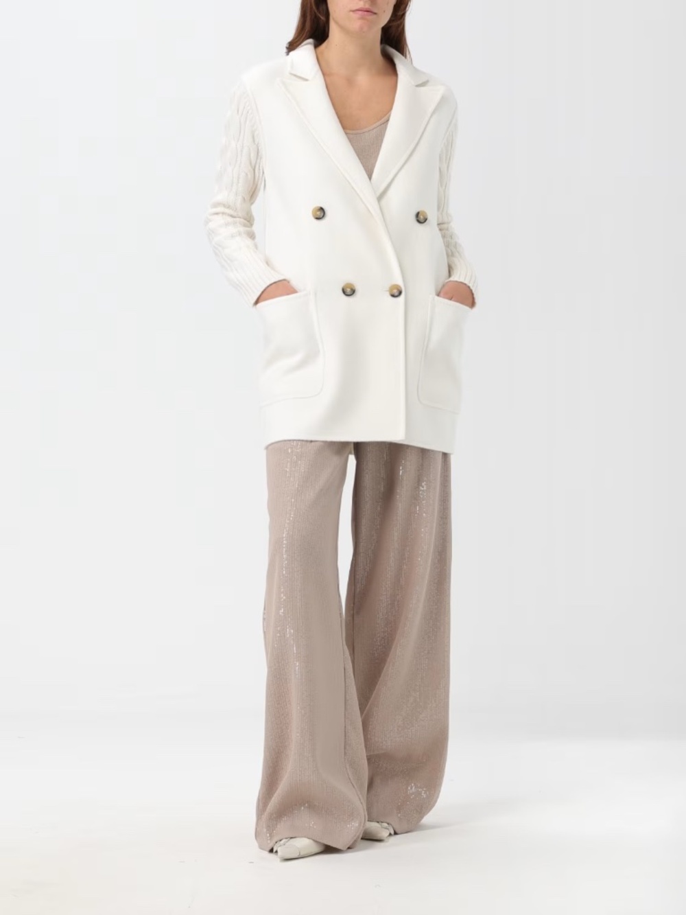 MAX MARA Dalida Cable Knit Wool and Cashmere Jacket in Cream Size XS